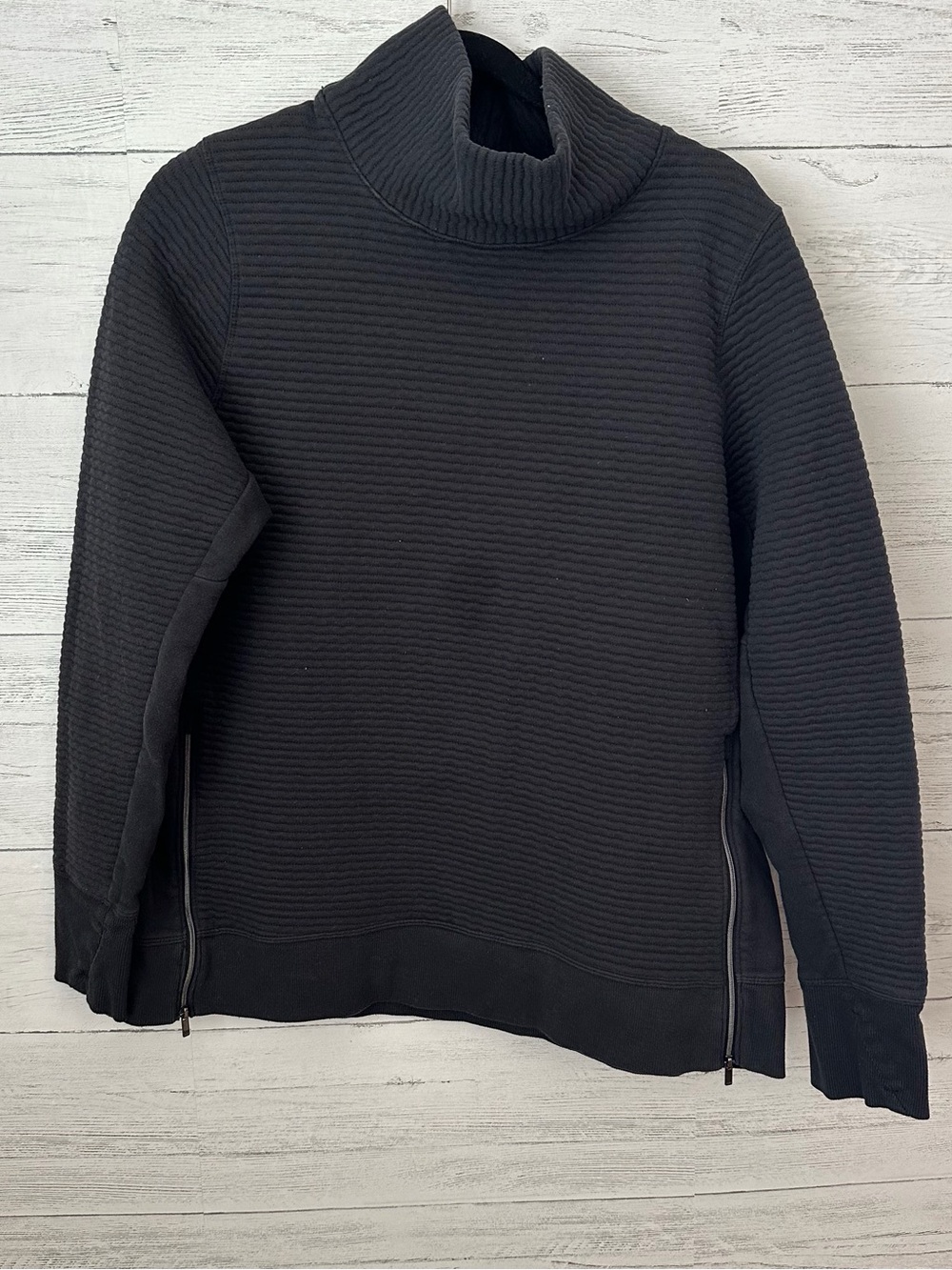 All in Motion Black Ribbed Funnel Neck Sweater Size Xl